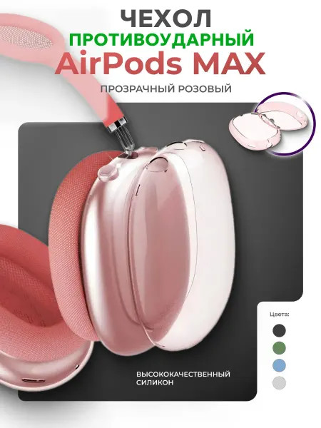 НеБезПользы Чехол для AirPods Max силиконовый прозрачный противоударный