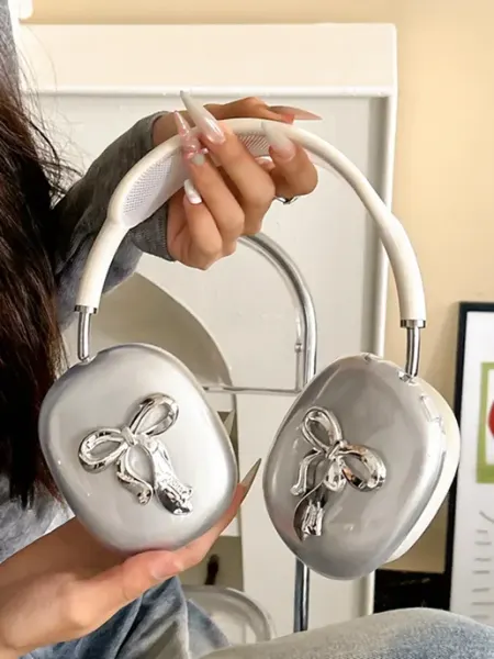 TechHunk Чехлы накладки для наушников AirPods Max Серебристый бантик