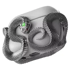 Металлический защитный чехол для беспроводных наушников Snake для AirPods Pro/Pro2, Хэллоуин, ранний, белый