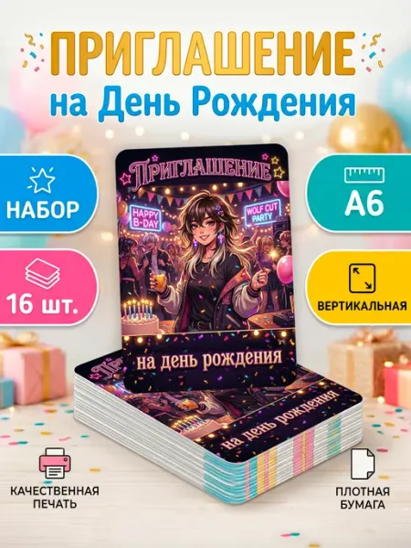 StickerHouse Natali Pank Пригласительные на день рождения неоновая вечеринка