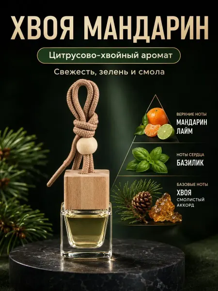AIRUS Ароматизатор в машину мужской стойкий хвои и мандарина