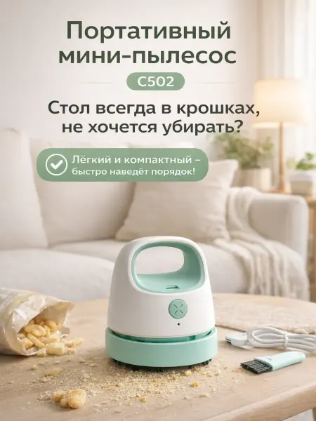 AIRUS05 Мини-пылесос портативный аккумуляторный USB C502