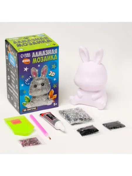 Школа талантов Алмазная мозаика на фигурке для детей «Милый зайчик»