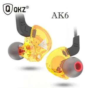 HiFi наушники QKZ AK6 спортивные проводные с микрофоном для телефона вакуумные мощные басы, цвет ЖЁЛТЫЙ