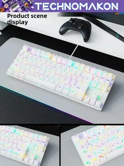 Механическая клавиатура AK87 Red Axis, проводная, RGB-подсветка, игровая