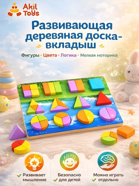 Развивающий сортер с геометрическими фигурами, Akil toys