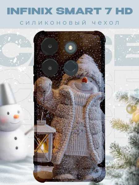 PRINTberries Новогодний чехол для телефона Infinix Smart 7 HD снеговик