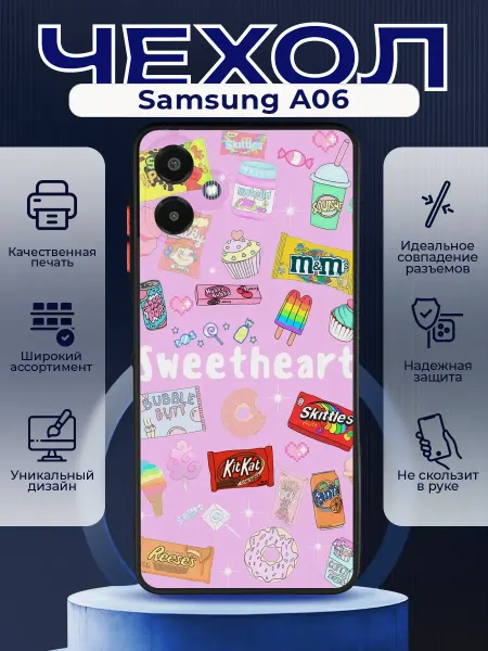 PRINTberries Матовый чехол на SAMSUNG A06 коллаж сладости