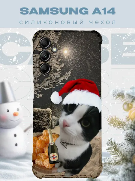 PRINTberries Новогодний чехол для телефона Samsung A14 котик