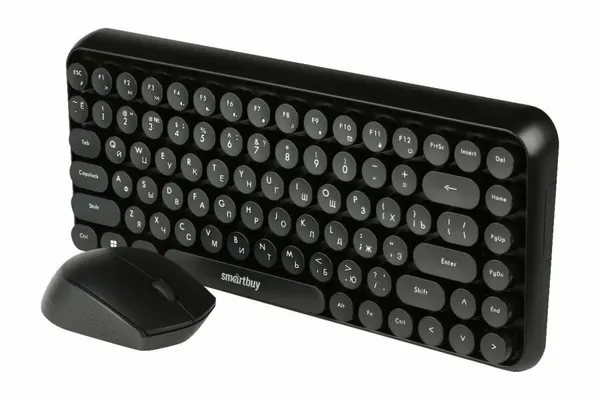 Комплект беспроводной (клавиатура + мышь) Smartbuy SBС-626376AG-K 626376AG черный мультимедийный с круглыми клав.