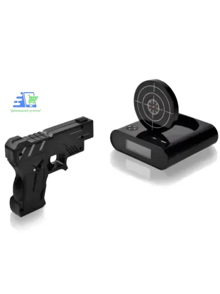 Будильник с мишенью и пистолетом, электронные часы будильник Gun Alarm Clock