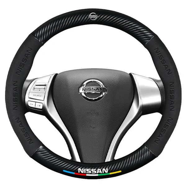 Спортивная оплетка-чехол на руль MyPads для автомобиля Nissan Almera, Juke, X-Trail, Qashqai, Murano, Terrano, Teana, Tiida (круглый - размер М) ди.