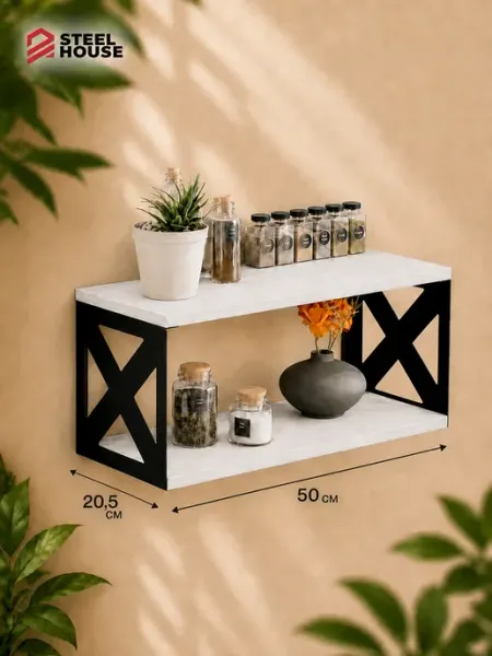 Steel House Полка настенная Квадрат двойная (канада, черный)
