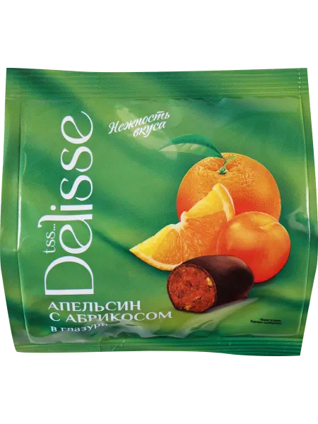 DELISSE Конфеты апельсин с абрикосом, глазированные, 100г