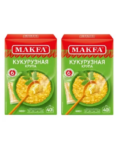 Makfa Крупа кукурузная в пакетиках для варки, 2 уп по 400 г