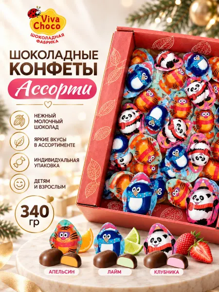 VivaChoco Конфеты шоколадные с начинкой детские "Winter "340г