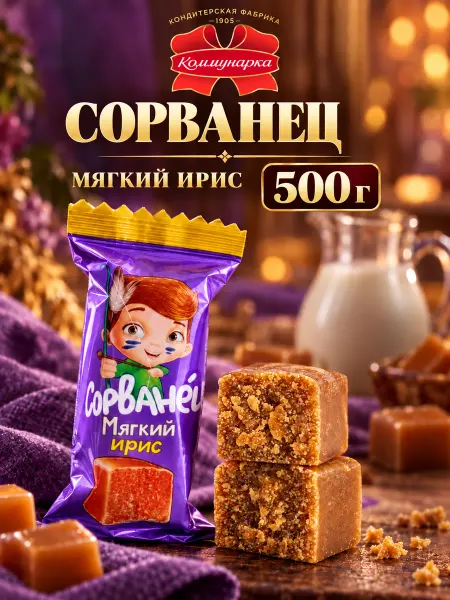Коммунарка Белорусские конфеты ириски молочные мягкие Сорванец, 500 г