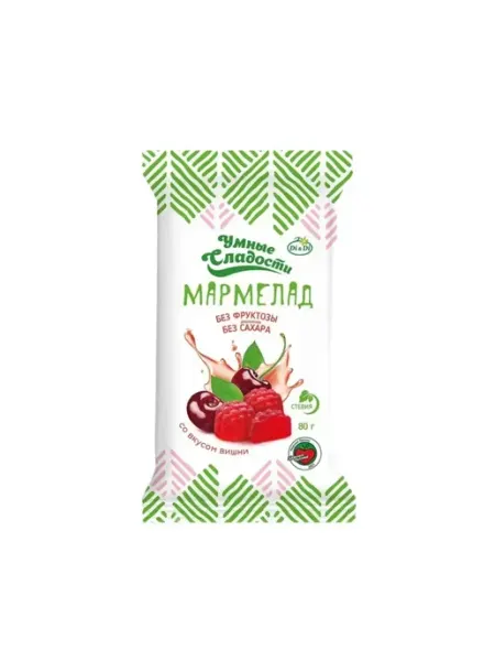 Умные Сладости Мармелад желейный, вишня, без сахара, 80 г