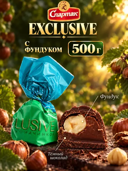 КФ Спартак Белорусские конфеты Exclusive с фундуком