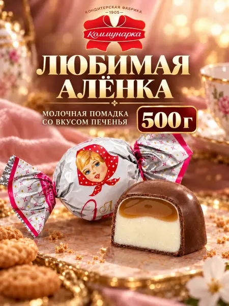 Коммунарка Конфеты любимая Аленка шоколадные с печеньем, весовые