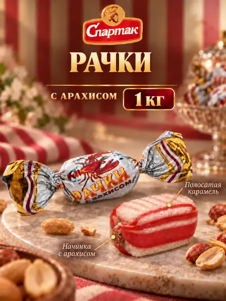 КФ Спартак Белорусские конфеты карамель с арахисом