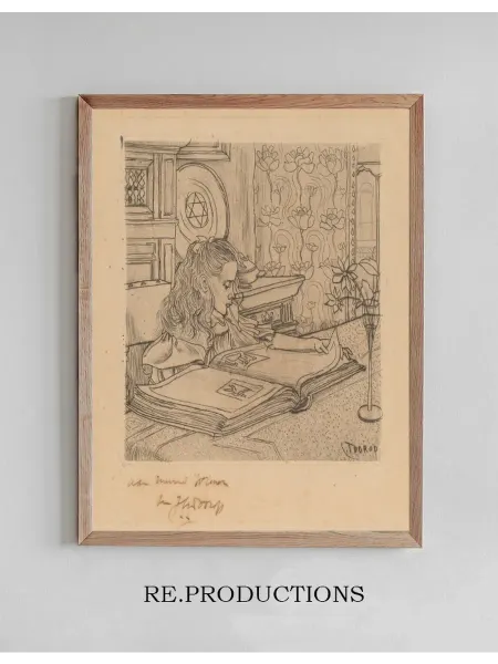 Re.productions Постер Charley Looking at an Album of Prints - Jan Toorop