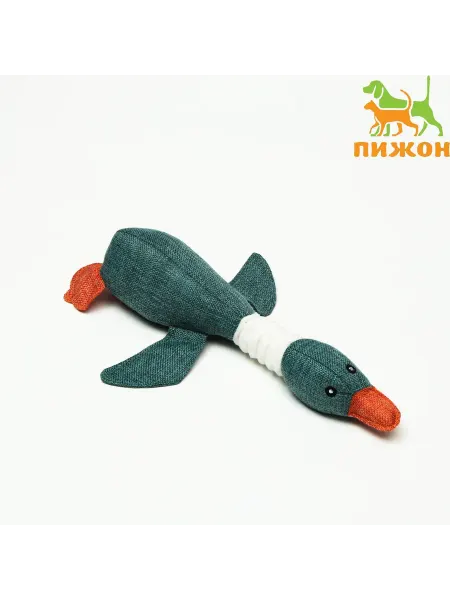 Мир Лапок Игрушка текстильная Утка с пищалкой, 31 см, серая