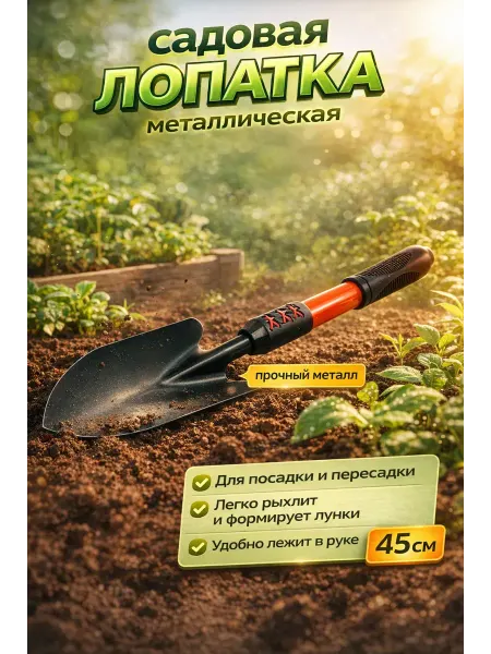 Aleng Лопатка садовая металлическая прочная маленькая