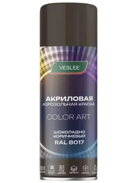 Veslee Краска аэрозольная Шоколадно-коричневый 520мл RAL 8017