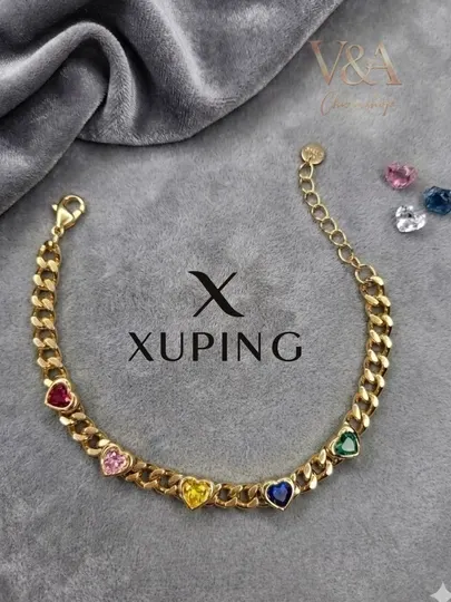 Браслет женский Xuping позолота, цепочка с жемчугом и подвесками, регулируемый - Бижутерные украшения для девочек