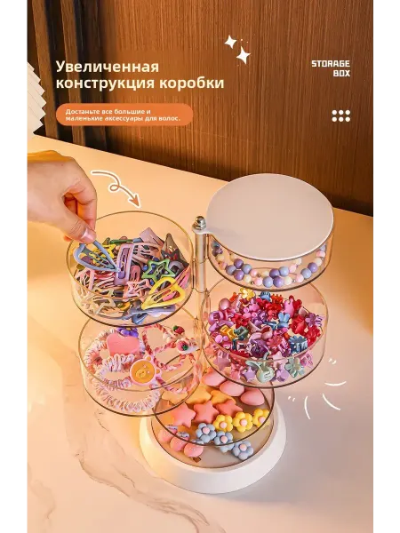 Четырехслойная вращающаяся подставка для ювелирных изделий
