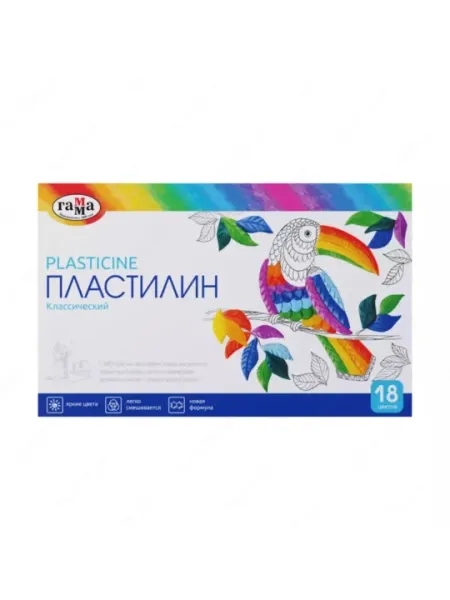 Пластилин Гамма Классический, 18 цветов, 360 гр - Пластилин