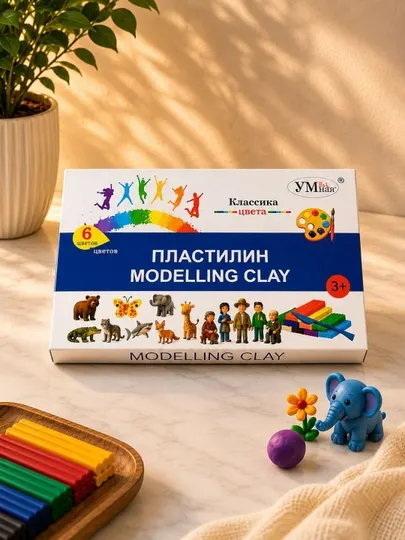 Пластилин классический 6 цветов для лепки, детский, мягкий набор - Пластилин