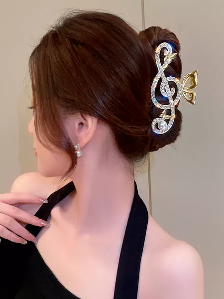 Women.Fashion Крабик металлический скрипичный ключ стразы