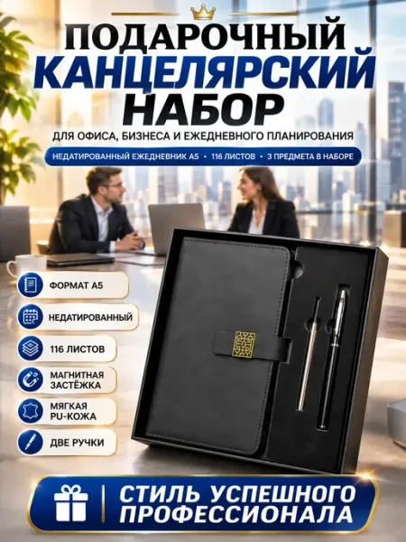 Тин27 Ежедневник набор для офисного работника А5 с ручками