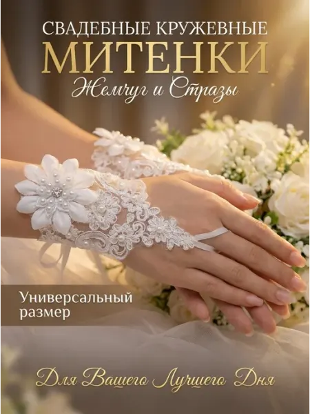 Allogio Перчатки митенки свадебные кружевные