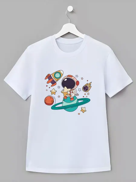 Nuobi Kids Детская Футболка Космонавт Планеты Звезды Ракета Луна