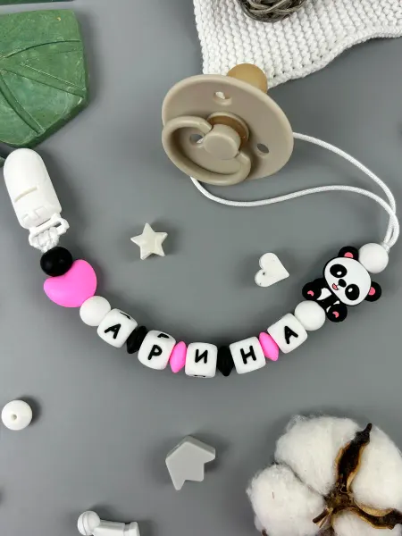 BABY WOODS Именной держатель для соски прорезыватель АРИНА
