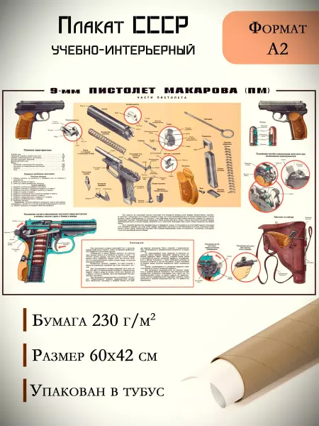 СпецИзделия Плакат 9-мм Пистолет Макарова постер А2 плакат 42х60см