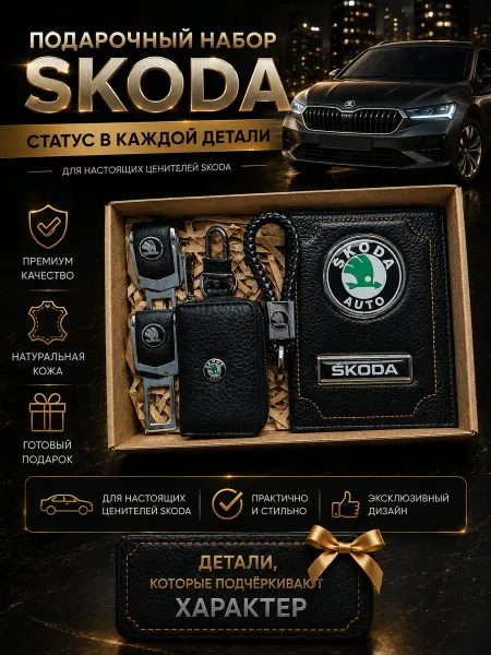 Oblozhka55 Обложка для автодокументов Skoda, подарочный набор