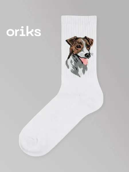 Oriks Носки белые с принтом собаки Джек рассел терьер
