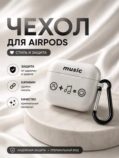 Чехол для беспроводных наушников AirPods 1, 2 / Pro, 3, 4 - Наушники
