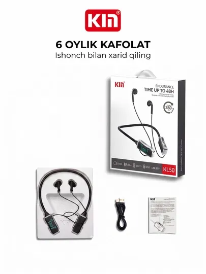 Bluetooth-наушники KIN KL50/118 с LED-дисплеем, аккумулятором 400 mAh иTF-карты - Наушники