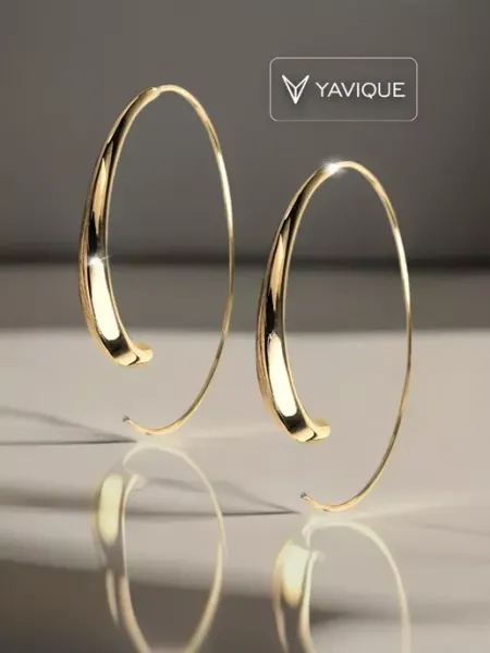 YAVIQUE Серьги круглые большие кольца с золочением