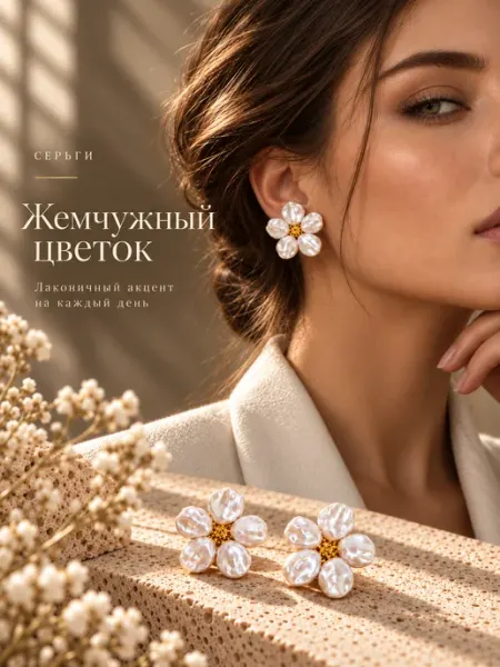 Серьги гвоздики бижутерия цветок