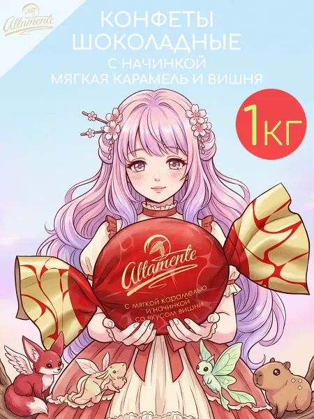 Altamente Конфеты шоколадные с начинкой карамель и вишня 1кг
