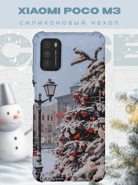 PRINTberries Новогодний чехол для телефона Xiaomi Poco M3 елка
