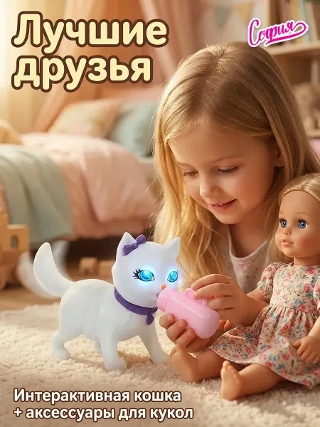 Карапуз София Набор аксессуаров для кукол кошка игрушка интерактивная