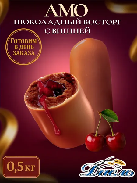 Диель Шоколадные конфеты вкусные с начинкой вишней 500г
