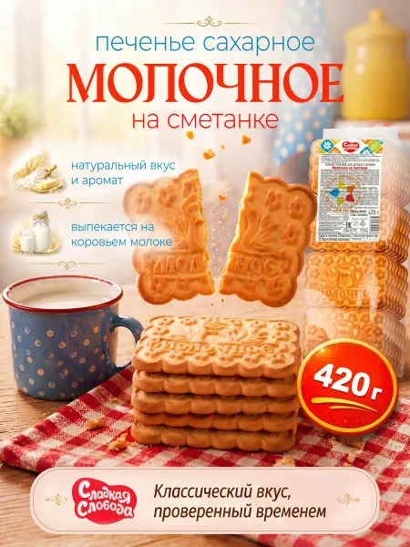 Сладкая слобода Печенье для детского питания Молочное на сметанке 420 гр